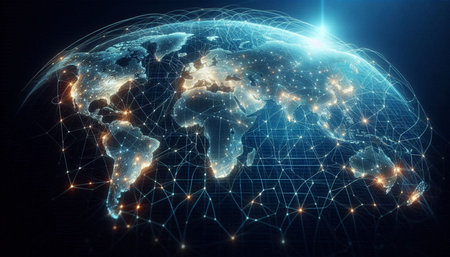 Global network connection over the world 3D rendering elements of this image furnished by NASA