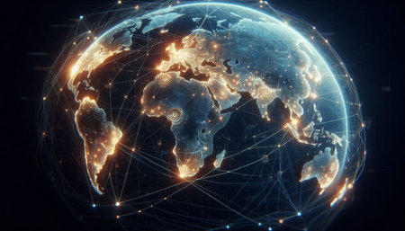 Global network connections over the world 3D rendering elements of this image furnished by NASA