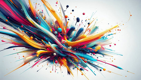 Colorful paint splashes as abstract background. 3D Rendering
