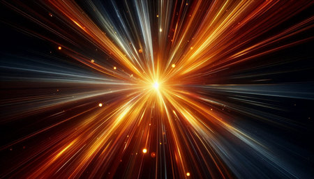 abstract background with rays and bokeh, digital fractal art
