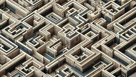 Abstract 3d rendering of maze. Futuristic background design for poster or cover