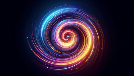 Neon spiral abstract background. Glowing spiral pattern. Vector illustration