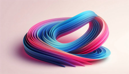 3d rendering of multicolored twisted ribbons on white background