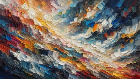 Colorful abstract background of oil painting on canvas. Fragment of artwork.