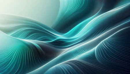Abstract blue background, futuristic wavy illustration, computer-generated image.