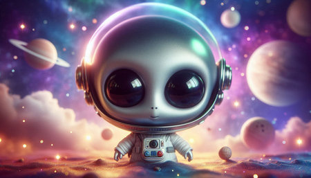 Astronaut in outer space. 3D rendering. Fantasy.