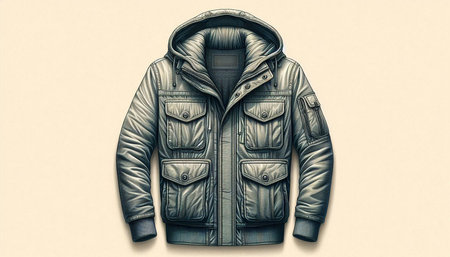 Men's leather jacket on a beige background. 3d rendering