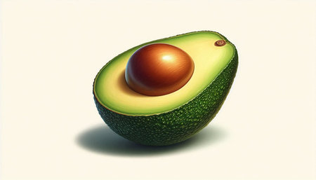 Avocado with red egg on a white background. 3d illustration