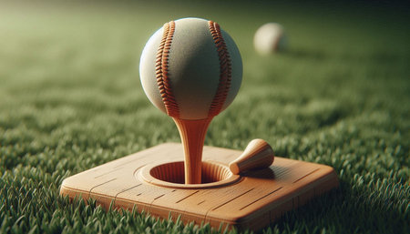 Baseball and golf ball on green grass background. 3d rendering