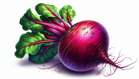 beetroot with leaves on a white background. vector illustration.