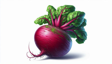 beetroot with leaves isolated on white background. 3d render