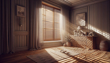 interior of the room with window blinds. 3d rendering