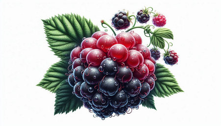grapes and blackberries on a white background. 3d illustration
