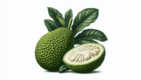 Jackfruit isolated on white background. Vector illustration. Eps 10.