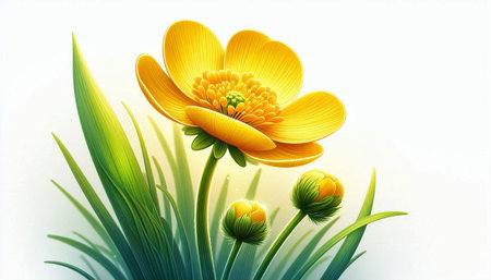 Beautiful yellow flower on a white background. Vector illustration for your design