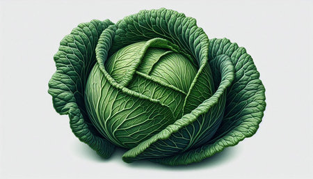 Cabbage isolated on white background. 3D illustration. Top view.