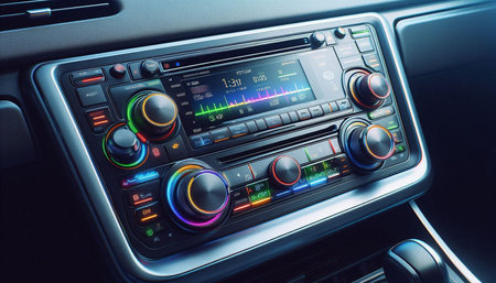 Modern car interior with control panel. 3d rendering toned image