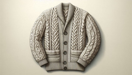 Woolen knitted coat on a white background. 3d rendering