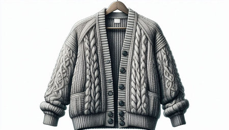 Woolen sweater on a hanger isolated on a white background