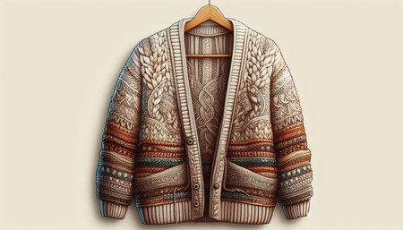 Vintage hand drawn knitted jacket. Vector illustration for your design