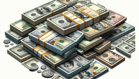 Money stack isolated on a white background. 3d render illustration.