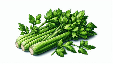 Fresh celery isolated on white background. Realistic vector illustration.