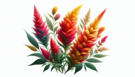 Bouquet of Heliconia flowers isolated on white background.