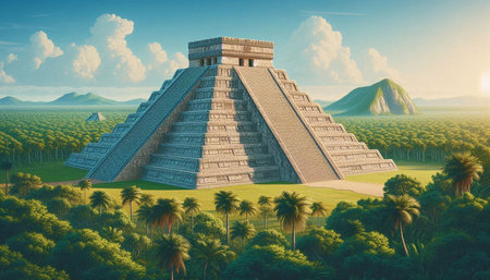 Ancient Mayan pyramid of Kukulkan in Chichen Itza, Mexico