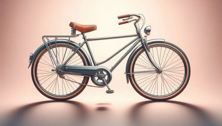 3d rendering of a vintage bicycle on pastel background with shadow