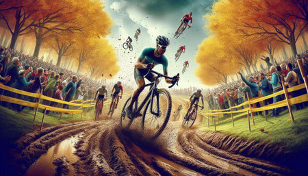Cyclist at the end of the race. 3D rendering