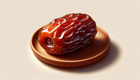 Dates fruit in a plate on a light background. 3d rendering