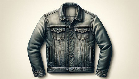 Men's leather jacket on a light background. Toned image.