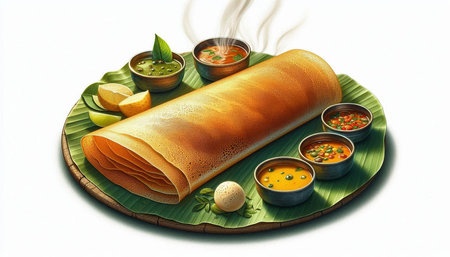 Thai style crepe and curry on white background, Thai food