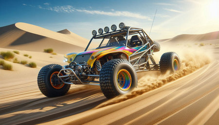 3D rendering of a brand-less generic quad bike in the desert