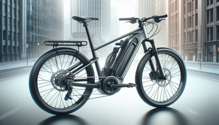 Modern black bicycle in the city. 3d rendering and illustration.