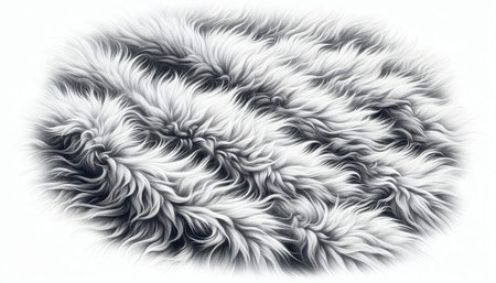 black and white fur on a white background, animal fur on white background