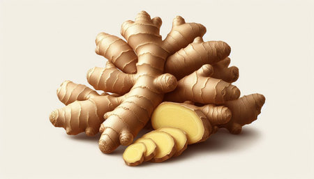 Ginger root on a white background. 3d illustration of ginger root