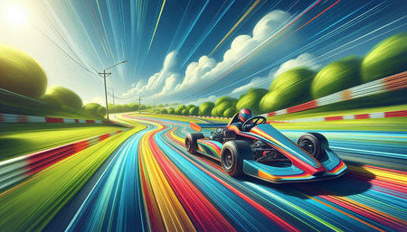 Racing car on the road with motion blur background. 3d rendering