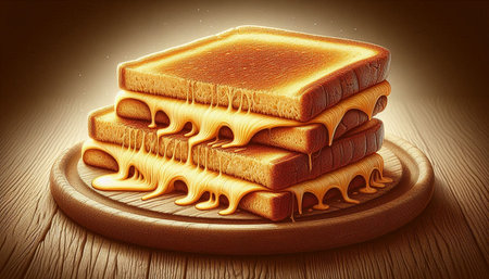 3d rendering of a stack of toasted bread with melted chocolate
