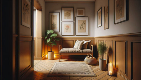 Interior design of modern living room. 3D render illustration.