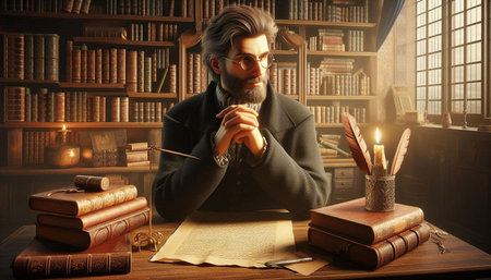 A portrait of a lawyer sitting at his desk in his office.