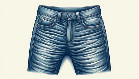 Men's denim shorts on a white background. 3d illustration.