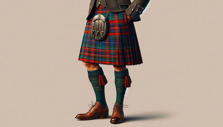 3d render of a Scottish scottish man wearing a traditional kilt