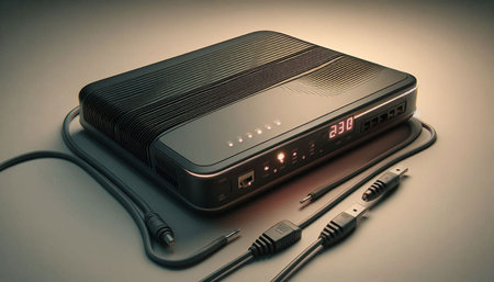 External hard drive with USB cable. Photo in old color image style.