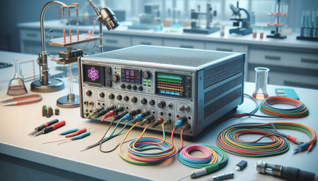 Electrical equipment in a laboratory. 3d rendering toned image