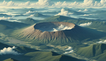 Aerial view of the crater of Mount Bromo, Java, Indonesia