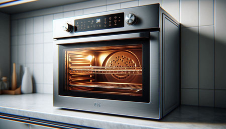 Oven in the kitchen. 3d illustration. Vintage style.