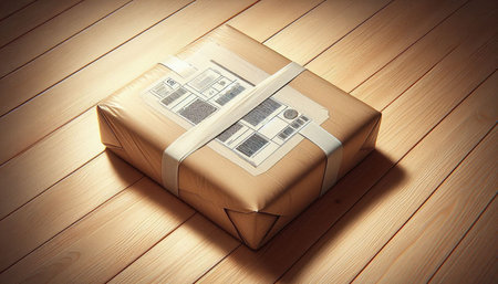 Gift box on wooden background, 3d rendering. Computer digital drawing.