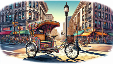 Rickshaw in New York City. Vector illustration for your design