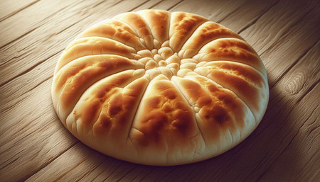 baked bread on a wooden table with filter effect retro vintage style